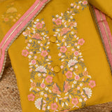 Smooth Yellow Organza Unstitched Suit Set