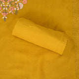 Smooth Yellow Organza Unstitched Suit Set