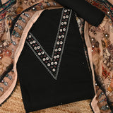 Solid Black Kalamkari Dupatta Cotton Unstitched Suit