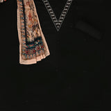 Solid Black Kalamkari Dupatta Cotton Unstitched Suit
