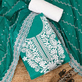 Soothing Rama Green Chikankari Unstitched Suit Set