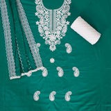 Soothing Rama Green Chikankari Unstitched Suit Set