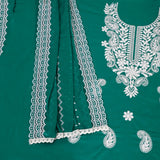 Soothing Rama Green Chikankari Unstitched Suit Set