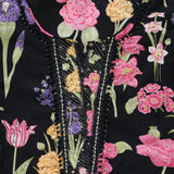 Special Black Floral Cotton Unstitched Suit Set