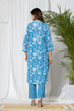 Stone Blue Floral Cotton Suit Set