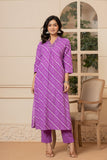 Sunset Purple Bandhani Cotton Suit Set