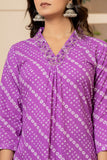 Sunset Purple Bandhani Cotton Suit Set