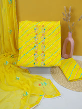 Surajmukhi Leheriya Ensemble Cotton Unstitched Suit Set