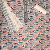 Tan Cream Traditional print Cotton Unstitched Salwar Suit