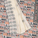 Tan Cream Traditional print Cotton Unstitched Salwar Suit