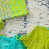 Tangy Green Leheriya Cotton Unstitched Suit Set