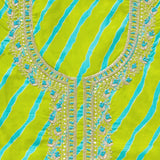 Tangy Green Leheriya Cotton Unstitched Suit Set