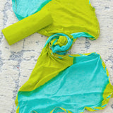 Tangy Green Leheriya Cotton Unstitched Suit Set