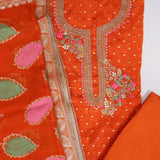 Tangy Orange Organza Unstitched Suit Set
