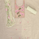 Tea Green Chanderi Unstitched Salwar Unstitched Suit