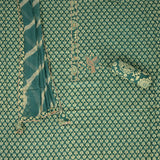 Teal Green Bagru Print Cotton Unstitched Suit Set