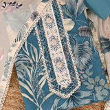 Teal Palm Cotton Unstitched Salwar Suit