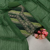 Tempting Green Leheriya Cotton Unstitched Suit Set
