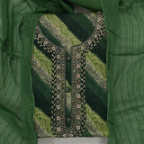 Tempting Green Leheriya Cotton Unstitched Suit Set