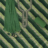 Tempting Green Leheriya Cotton Unstitched Suit Set