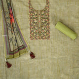 Tender Kale Linen Unstitched Suit Set