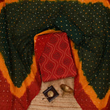 The Bengali Kantha Red Work Unstitched Suit Set