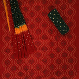 The Bengali Kantha Red Work Unstitched Suit Set