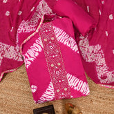 Traditional Rani Crepe Shibori Unstitched Suit Set