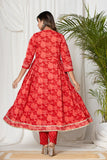 Turkey Red Angrakha Cotton Suit Set