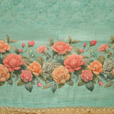 Turquoish Green Linen Unstitched Suit Set