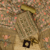 Walnut Brown Chanderi Unstitched Salwar Suit