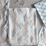 Wax White Mughal Print Cotton Unstitched Suit Set