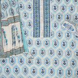 White Blue Cotton Unstitched Suit Set
