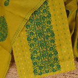 Yellowish Green Chanderi Unstitched Salwar Suit