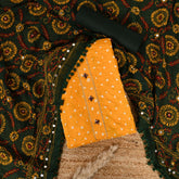 Yellow Green Phulkari Dupatta Cotton Unstitched Salwar Suit