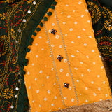 Yellow Green Phulkari Dupatta Cotton Unstitched Salwar Suit