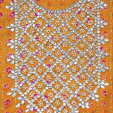 Yellow Tapeta Silk Bhandej Unstitched Suit Set