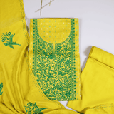 Yellowish Green New Chanderi Unstitched Salwar Suit