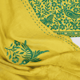 Yellowish Green New Chanderi Unstitched Salwar Suit