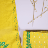 Yellowish Green New Chanderi Unstitched Salwar Suit