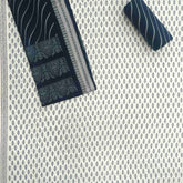 Blue and White Fount Cotton Unstitched Jaipuri Suit Set With Malmal Dupatta