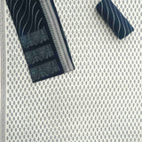 Blue and White Fount Cotton Unstitched Jaipuri Suit Set With Malmal Dupatta