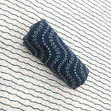 Blue and White Leheriya Cotton Unstitched Jaipuri Suit Set With Malmal Dupatta