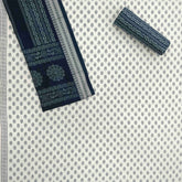 Blue and White Tulip Cotton Unstitched Jaipuri Suit Set With Malmal Dupatta