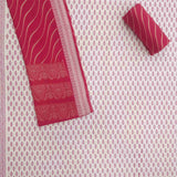 Blush White Fount Cotton Unstitched Jaipuri Suit Set With Malmal Dupatta