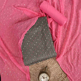 Charcoal Grey Unstitched Cotton Jaipuri Salwar Suit With Chiffon Dupatta