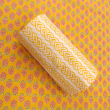 Chicory Yellow Unstitched Cotton Salwar Suit With Malmal Dupatta