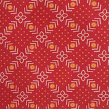 Crimson Rai Bandhej Unstitched Cotton Jaipuri Suit Set With Chiffon Dupatta