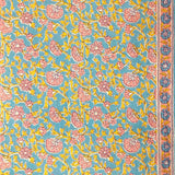 Flower Jaal Blue Unstitched Cotton Jaipuri Suit With Malmal Dupatta