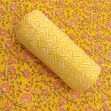 Flower Jaal Mustard Unstitched Cotton Jaipuri Suit With Malmal Dupatta